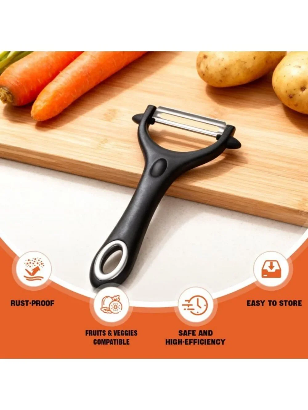 10-Pack Ergonomic Vegetable & Potato Peelers with Soft-Touch Handles - Black